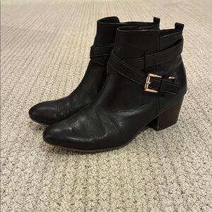 Coach Black Ankle Boots with Gold Buckle